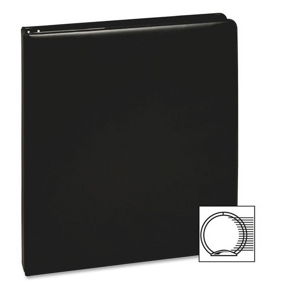 Business Source Basic Round Ring Binders 1/2" Binder Capacity - Letter - 8 1/2" x 11" Sheet Size - Round Ring Fastener(s) - Vinyl - Black - 8.96 oz - 1 Each
