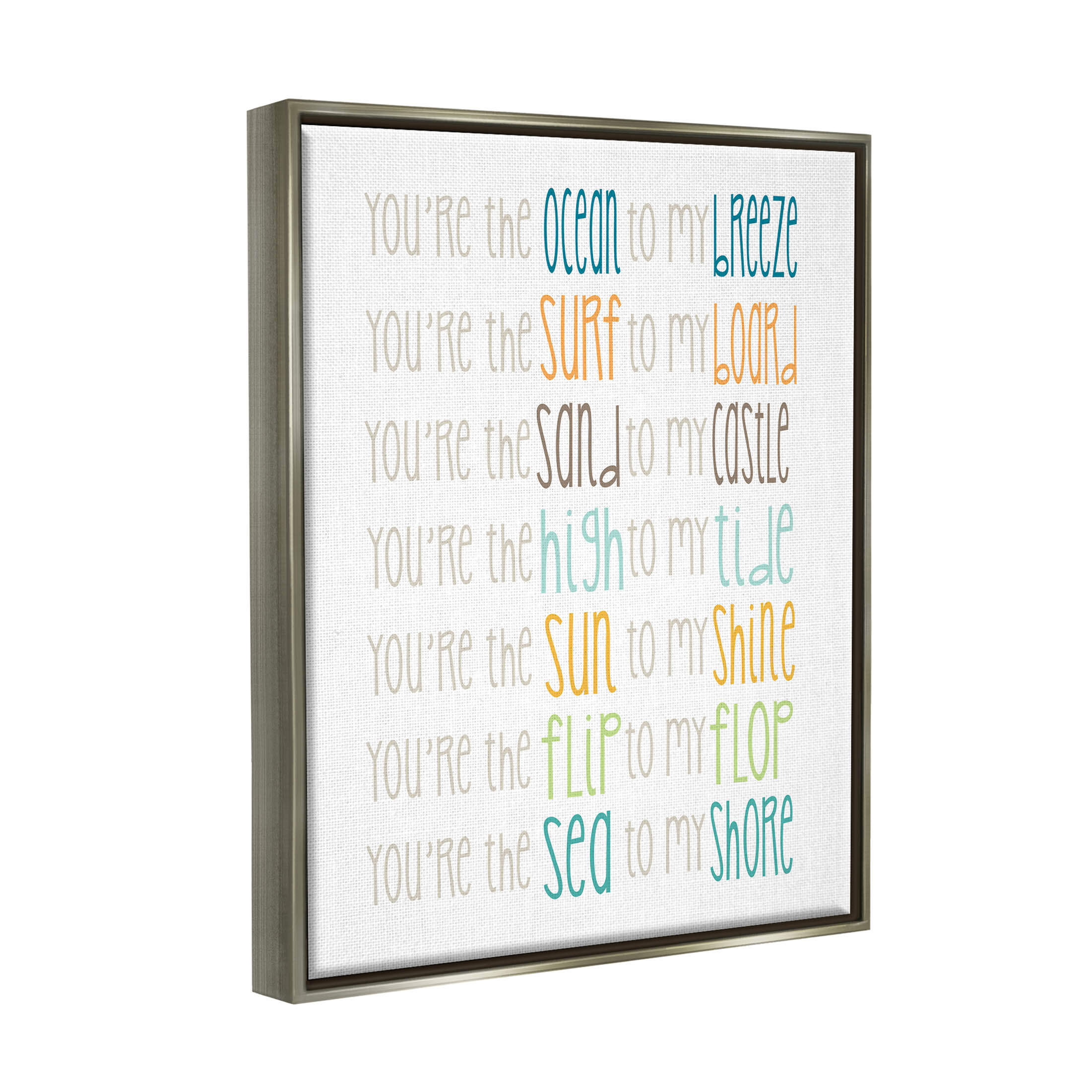 Stupell Industries Nautical Romantic Beach List Graphic Art Luster Gray Floating Framed Canvas Print Wall Art, Design by Alli Rogosich