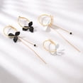thumbnail image 4 of AYYUFE Women Petal Drop Linear Dangle Asymmetric Leverback Earrings Jewelry Alloy Green, 4 of 8
