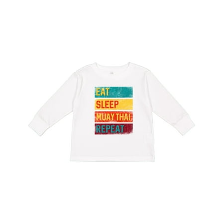 

Inktastic Eat Sleep Muay Thai Repeat Boys or Girls Long Sleeve Toddler T-Shirt