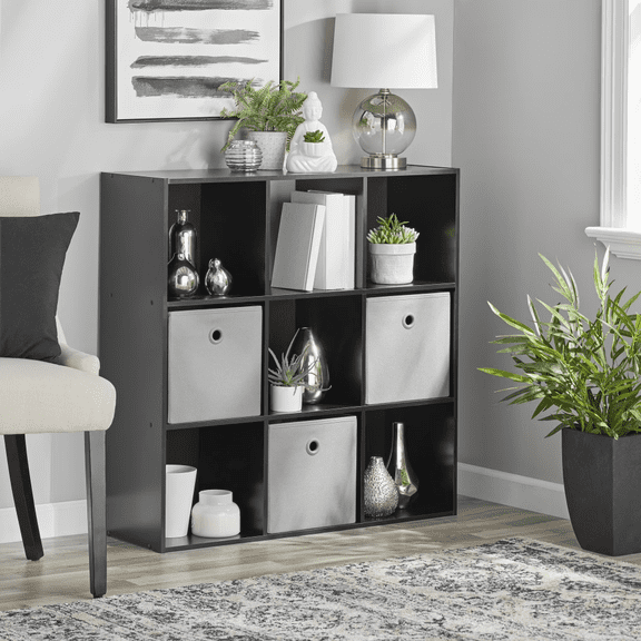 9 Cube Storage Organizer Bookcase, Black Finish