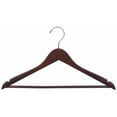 thumbnail image 4 of Wood Suit Hanger w/ Solid Wood Bar & Walnut Finish, Box of 25 Space Saving 17 Inch Flat Wooden Hangers w/ Chrome Swivel Hook & Notches for Shirt Dress or Pants by International Hanger, 4 of 4