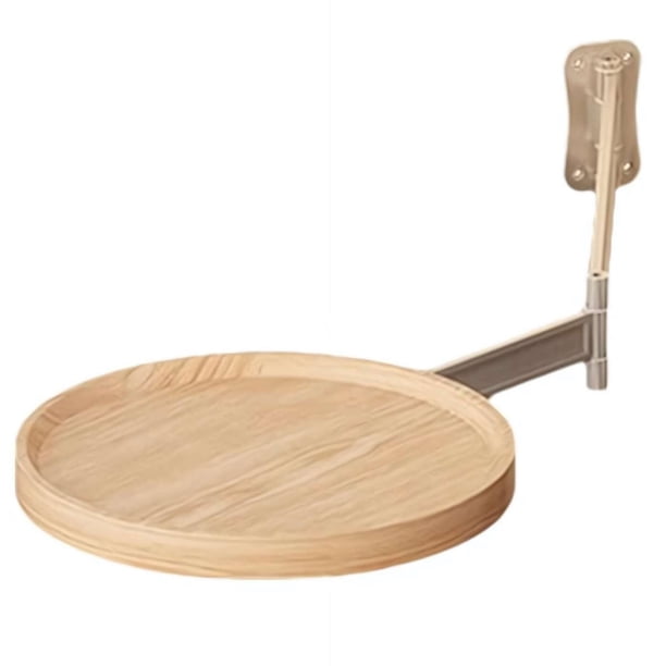Mesa redonda plegable de pared for mesita de noche y sofá, bandeja de mesa de centro con estante de Panel retráctil