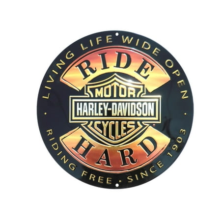 Harley-Davidson 14'' Round Sign - Ride Hard -Tin