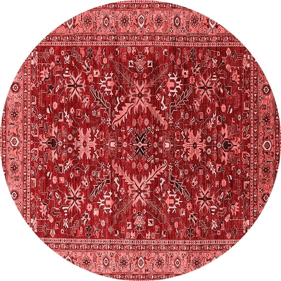 Ahgly Company Indoor Round Oriental Red Industrial Area Rugs, 4' Round