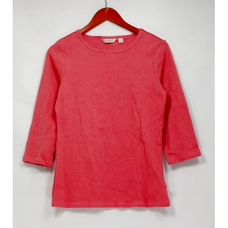 Liz Claiborne New York Top S Essentials 3/4 Sleeve Rib Knit Shirt Pink (New York Best Ribs)