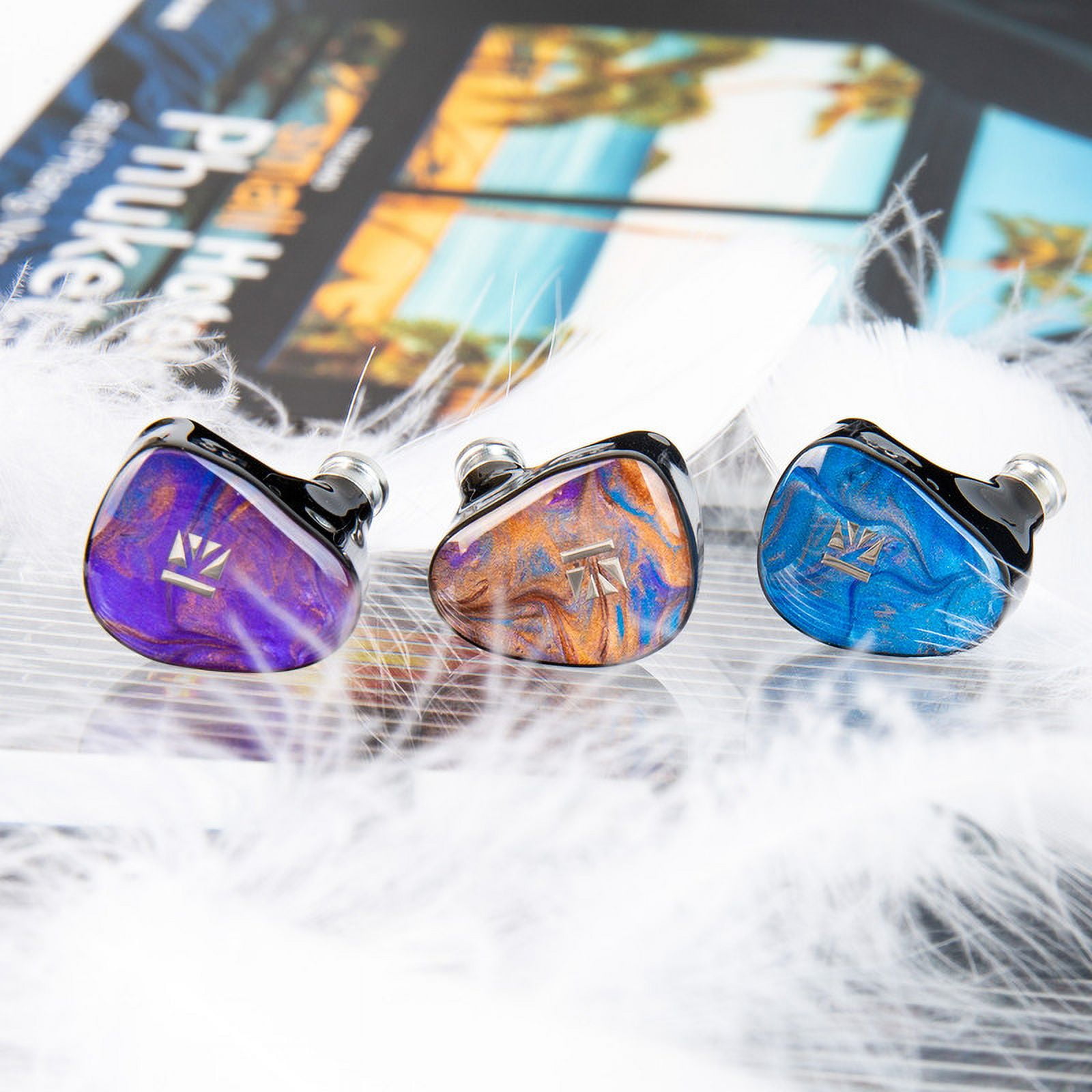 KBEAR KB02 in Ear Monitor, Colorful Hybrid 1DD Bone Conduction IEM in Ears Wired Earbuds Bass with 0.78 2Pin 4N OFC Cable 3.5mm Plug Cable for Gaming Singers Musicians(Purple Blue,without mic)