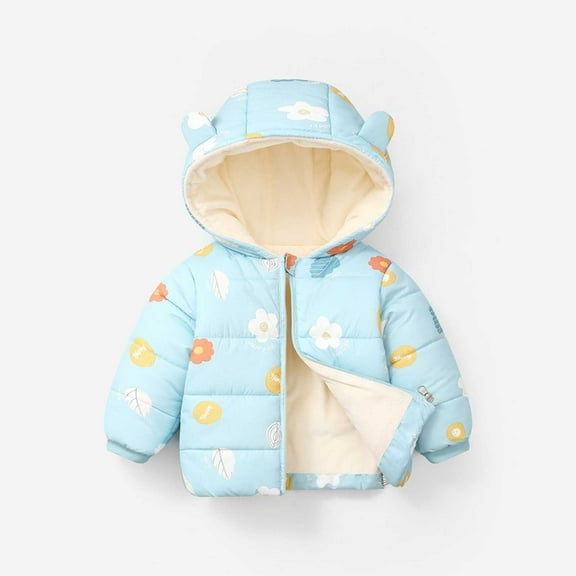 Utoimkio Toddler Baby Boys Girls Winter Hooded Coats Lightweight Puffer Padded Warm Jacket Bear Hoodies Infant Cartoon Print Outerwear