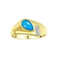 thumbnail image 1 of RYLOS Men's Rings 14K Yellow Gold Ring - Timeless Pear Shape Cabochone Gemstone & Diamonds - Tear Drop Cabochon TURQUOISE Rings For Men Size 13, 1 of 6
