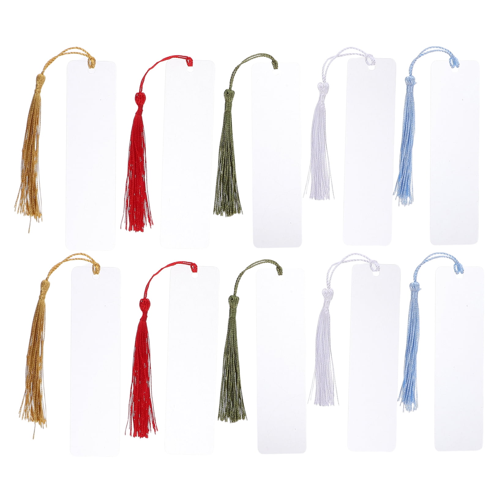 OUNONA Clear Acrylic Bookmark Set with Tassels, Transparent Bookmarks for Home, School, Office Reading and