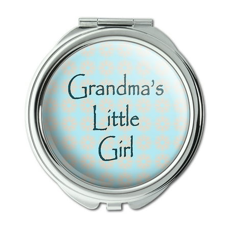 - Grandma's Little Girl Teal with Flowers Compact Purse Mirror