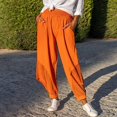 thumbnail image 1 of Pantalones bombachos de retazos para mujer, ropa de estar por casa de cintura elástica lisa con bolsillo, holgados, a la moda, ropa de calle de verano, envío directo, 1 of 4