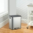 thumbnail image 2 of 30 Liter / 8 Gallon Rectangular Dual-Compartment Recycling Trash Can, Hands-Free Kitchen Step Bin with Soft-Close Lid for Sorting Waste, 2 of 7