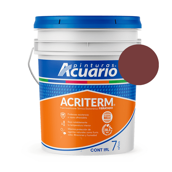 Impermeabilizante Pinturas Acuario Acriterm Fibratado 7 Años 19 Litros Terracota