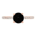 thumbnail image 3 of 1.465 ct Round Cut Natural Onyx Solitaire with Simulated Diamond Accents 18K Rose Gold Womens Engagement Ring, 3 of 4