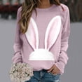 thumbnail image 2 of EHQJNJ Chandail en Molleton Col Rond pour Femmes Graphique Café Imprimé de Pâques Col Rond Pull Décontracté Manches Longues Blouse Ample, 2 of 7