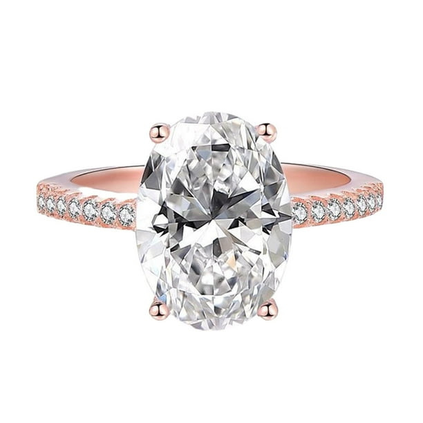 Minnieouse Anillos de boda de lujo para mujer: gemas elegantes y exquisitas Anillos de alta Anillo de compromiso de aleación Anillo de Ropa, zapatos y accesorios Miscelánea oro rosa Número 7.1