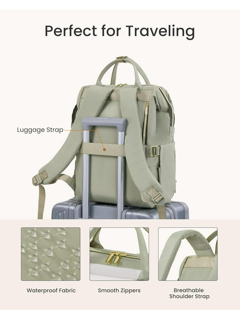 Lovevook Laptop Backpack for Women with Giant Tumbler Holder Pocket, 15.6 inch Travel Work Backpack Purse for Nurse Teacher, Waterproof Bag College