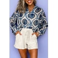 thumbnail image 2 of Women's Bohemian Blue Tribal Pattern Long Sleeve Shirt, 2 of 12