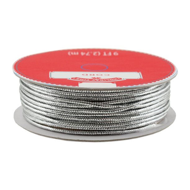 SILVER TINSEL CORD, 1.5MM, 9 FEET
