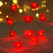 HIBIBUD Red Heart String Lights,16.5ft 50 LED Battery Operated Heart Shape Fairy Lights for Wedding Valentine's Day Kids Bedroom Party Mother's Day Indoor Outdoor Decor