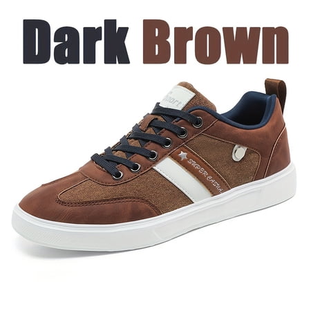 Men's Fashionable Retro Casual Shoes - Breathable, Comfortable Sole, Street Style Skate Shoes with PU/Canvas Upper, Lace-Up, Suitable for All Seasons