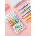 thumbnail image 1 of 1 Pack (6pcs) Double-headed 6-color Fluorescent Highlighter Marker Pen Stationery Supplies For Office And Study, 1 of 5