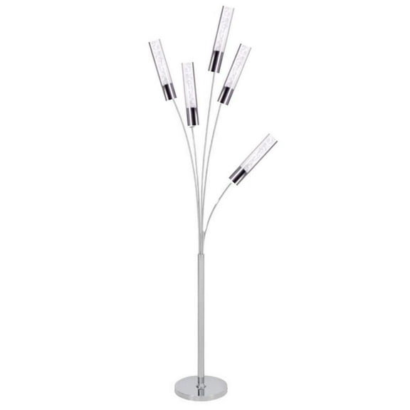 Finesse Decor Modern 5 Crystal Cylinders LED Floor Lamp, Silver
