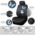 thumbnail image 4 of Blue Butterfly Car Seat Covers Full Set, Embroidered Flower Waterproof Car Floor Mats Carpet, Butterflies Steering Wheel Cover for Universal Car Accessories Interior Sets (Black and Blue), 4 of 17