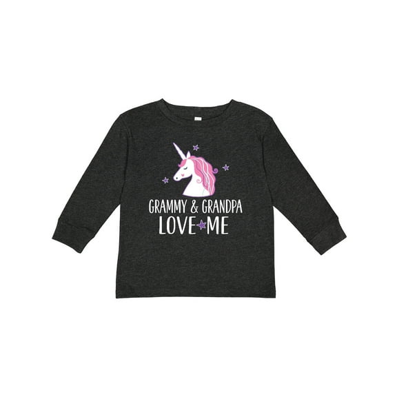 Inktastic Grammy and Grandpa Love Me Girl Unicorn Girls Long Sleeve Toddler T-Shirt