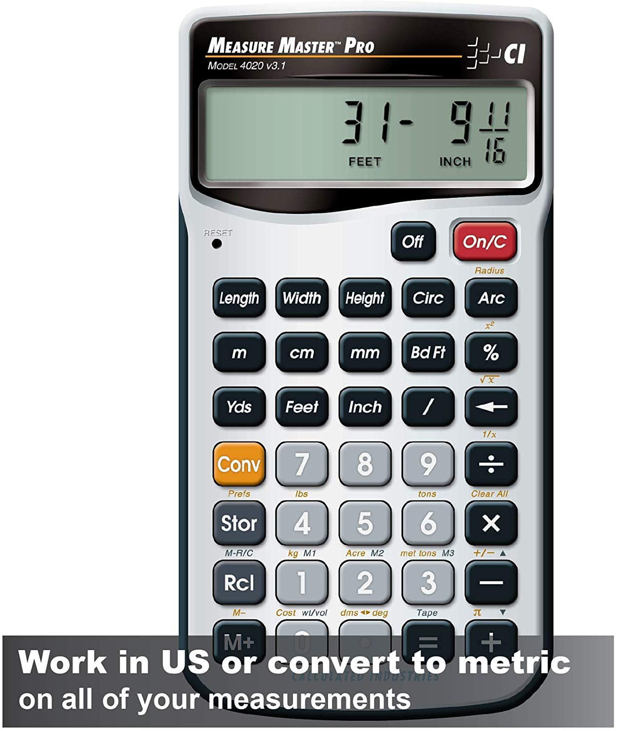 Calculated Industries 8025 Ultra Measure Master Measurement Conversion Calculator Silver 