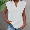 thumbnail image 2 of GERsome Womens Work Tank Tops Button Down V Neck Sleeveless Blouses for Women Solid Color Loose Fit Curved Hem Summer T-Shirt S-2XL, 2 of 6