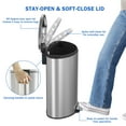 thumbnail image 6 of Better Homes & Gardens Kitchen Trash Can, 14.5 Gallon Stainless Steel Semi Round Step Garbage Bin with Soft Close Lid, Silver, 6 of 10