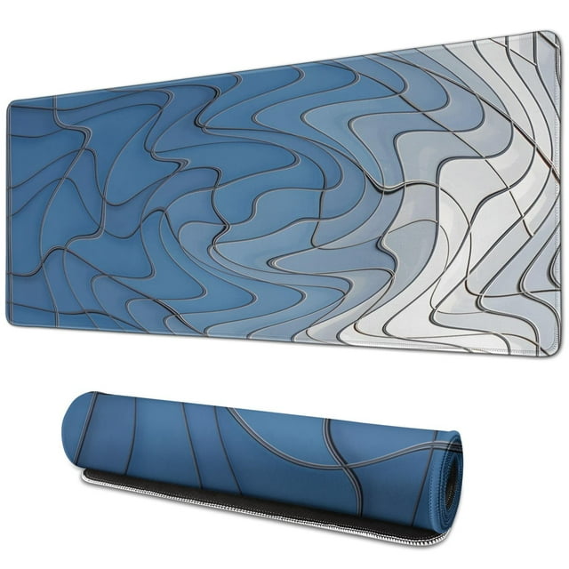 Extra Large 31.5 x 11.8 Inch Gaming Mouse Pad in Japanese Wave Design - Non-Slip Base with Stitched Edges