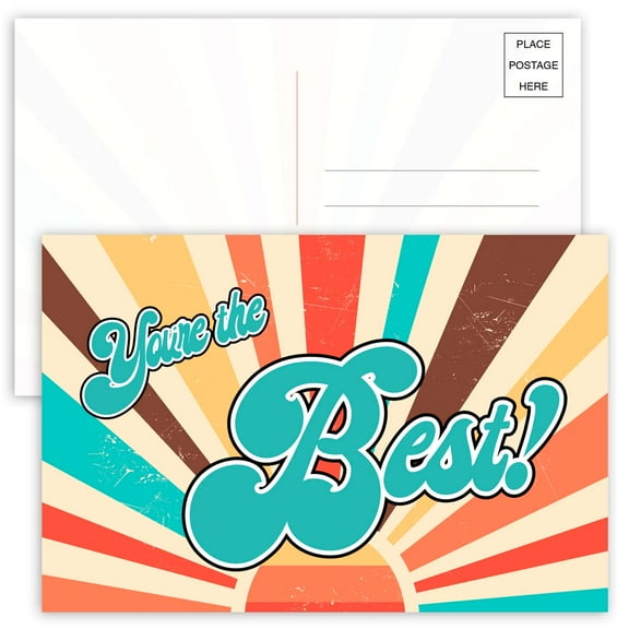 Paper Frenzy Retro Sunshine You're the Best Appreciation POSTCARD - 25 pack, turquoise