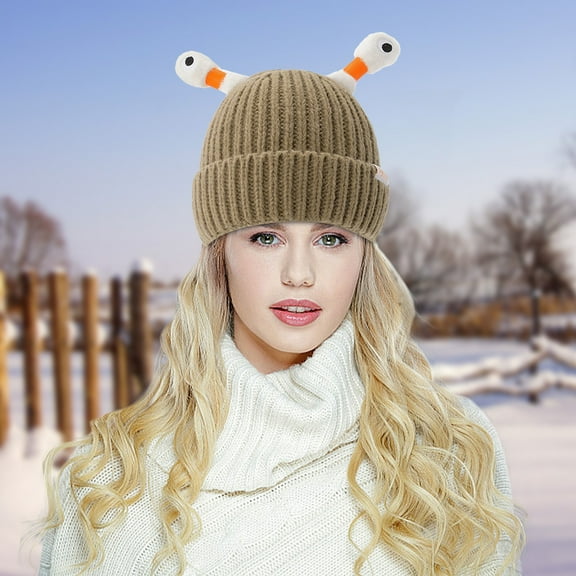 Cute and Funny Knitted Beanie, Cartoon Glowing Little Monster Knit Hat with Eyes, Retractable Tentacles Beanie For Going Out On The Street