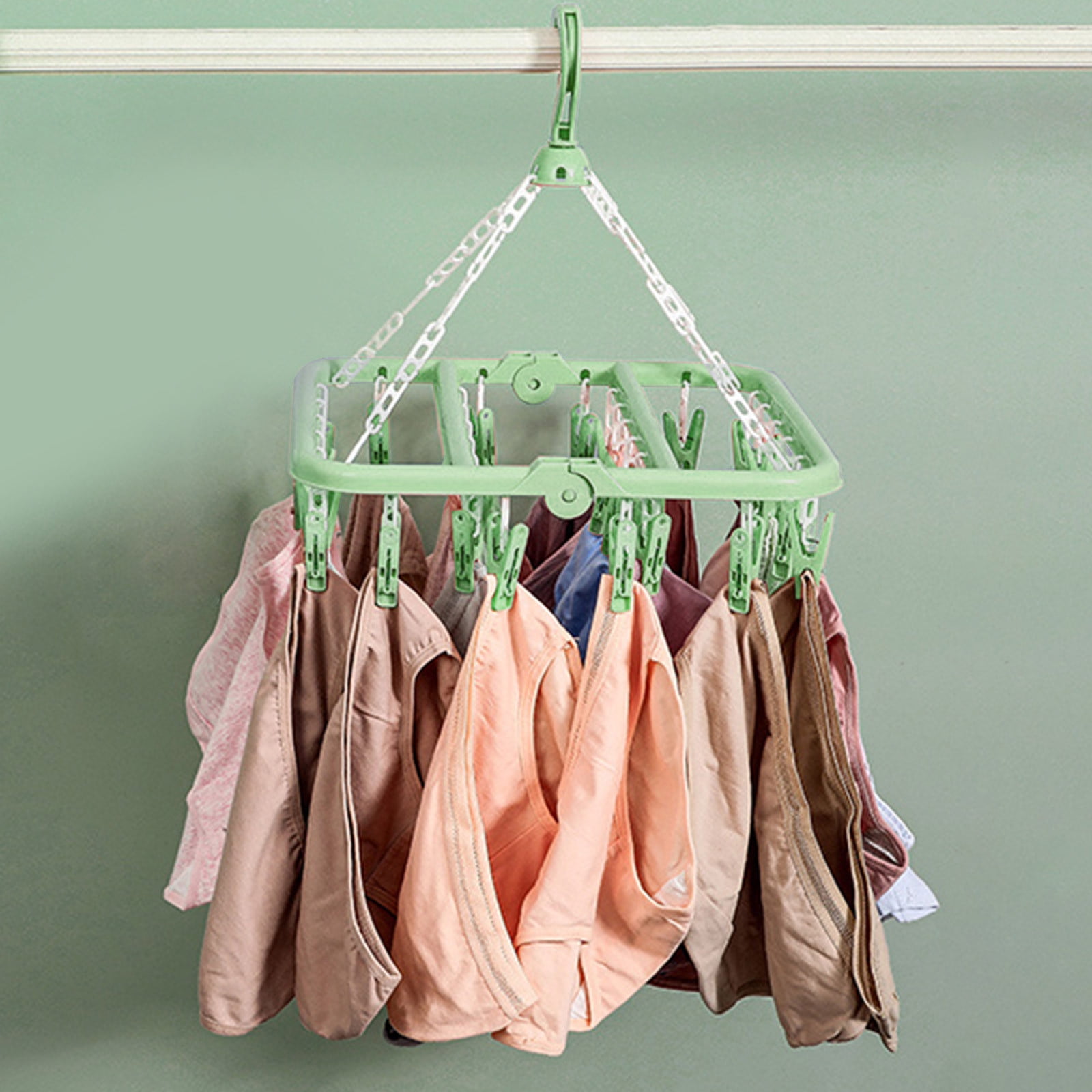 JilgTeok 5 Packs Socks Underwear Hanger Organizer with 32 Clips for Closet Space Saving Storage with Sturdy Clips Holds 32 Pairs Panties Socks Pantyhose Accessories
