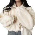 thumbnail image 2 of Women Fleece Zip Up Jacket Cute Y2K Winter Warm Trendy Crop Coat Shacket Outerwear Aesthetic Clothes Color M, 2 of 10