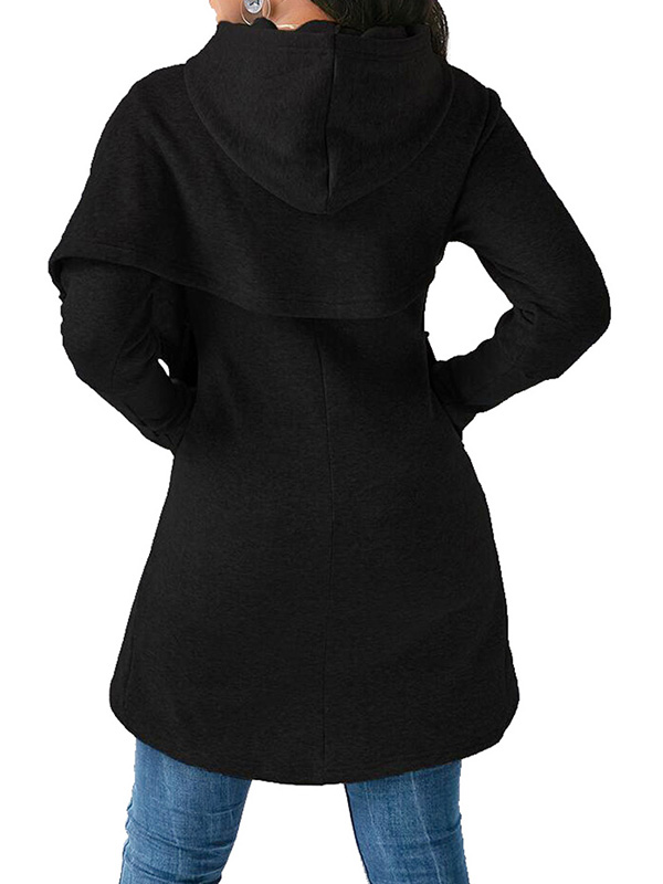 asymmetric hem long sleeve hoodie