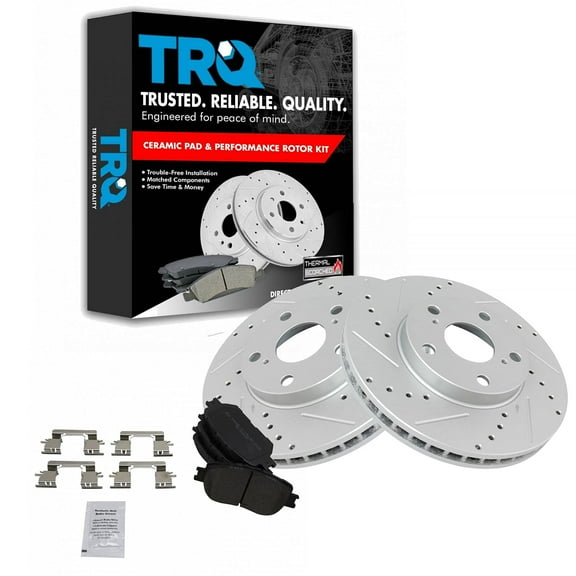 TRQ Front Performance Brake Pad & Rotor Kit Brake Pads Brake Rotors Set Semi-Metallic Fits Select 2002-2006 Toyota Camry