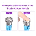 thumbnail image 6 of 2Pcs 19mm Push Button Switch, IP65 1NO1NC 12-24V 5A Momentary Latching Push Button Starter Light on Off Switch Self-reset with Red Light Round, Stainless Steel Flat Head Silver, 6 of 7