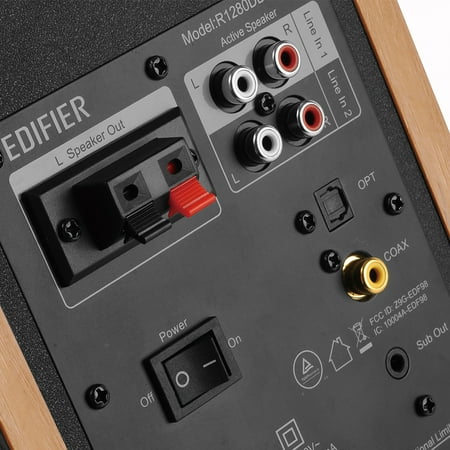 Edifier - R1280DBs Powered Bluetooth Computer Speakers, Bookshelf Speakers - 42W RMS - Soundfield Spacializer - Studio Monitors - Wood