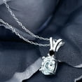 thumbnail image 2 of Gem Stone King 1.27 Ct Oval Sky Blue Aquamarine Black Diamond 925 Sterling Silver Pendant, 2 of 4