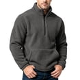 thumbnail image 5 of Atkumj Fleece Quarter Zip Pullover Men with Kangaroo Pocket Warm Comfortable Solid Color Sweatshirts Casual Stand Collar Long Sleeve Sweatshirt L, 5 of 10