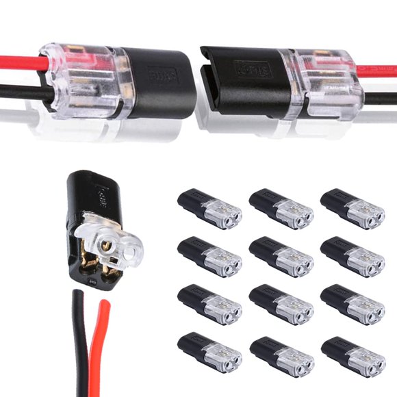 Woeilo 12pcs Low Voltage Wire Connectors,2pin Pluggable Wire Connector, Quick Splice Electrical Cable Crimp Terminals for Wires Wiring 22-20LED Car Connectors