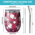thumbnail image 5 of 12oz Stemless Wine Tumblers Red Baseballs and Stars Pattern Vacuum Insulated Stainless Steel Travel Tumbler Cups Mug with Lid and Straw for Champaign,Cocktail,Beer with Cleaning Brush, 5 of 5