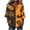 #017-Orange, variant on Halloween Tops Women Loose Fit Color Block V Neck Casual Blouse 3/4 Ruffle Flare Sleeve Pumpkin Spider Web Bat Pattern Button Front Lightweight Tops for Fall Festival Gathering
