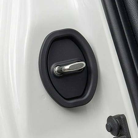 4pcs Car Door Lock Protective Covers ZzCityTK Thickened Silicone Shock Absorber Cushion Anti-Scratch Noise Reduction Door Lock Buckle Protector for Vehicle Interior Black