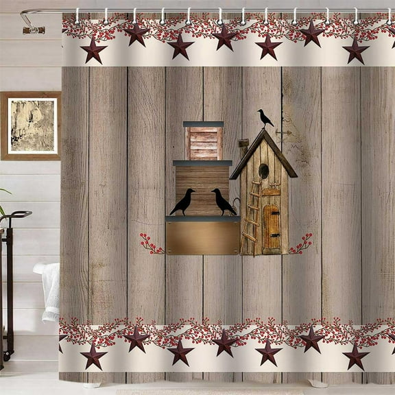 mvhsuoem Brown Birdhouse Polyester Shower Curtain, 72" x 72" Waterproof