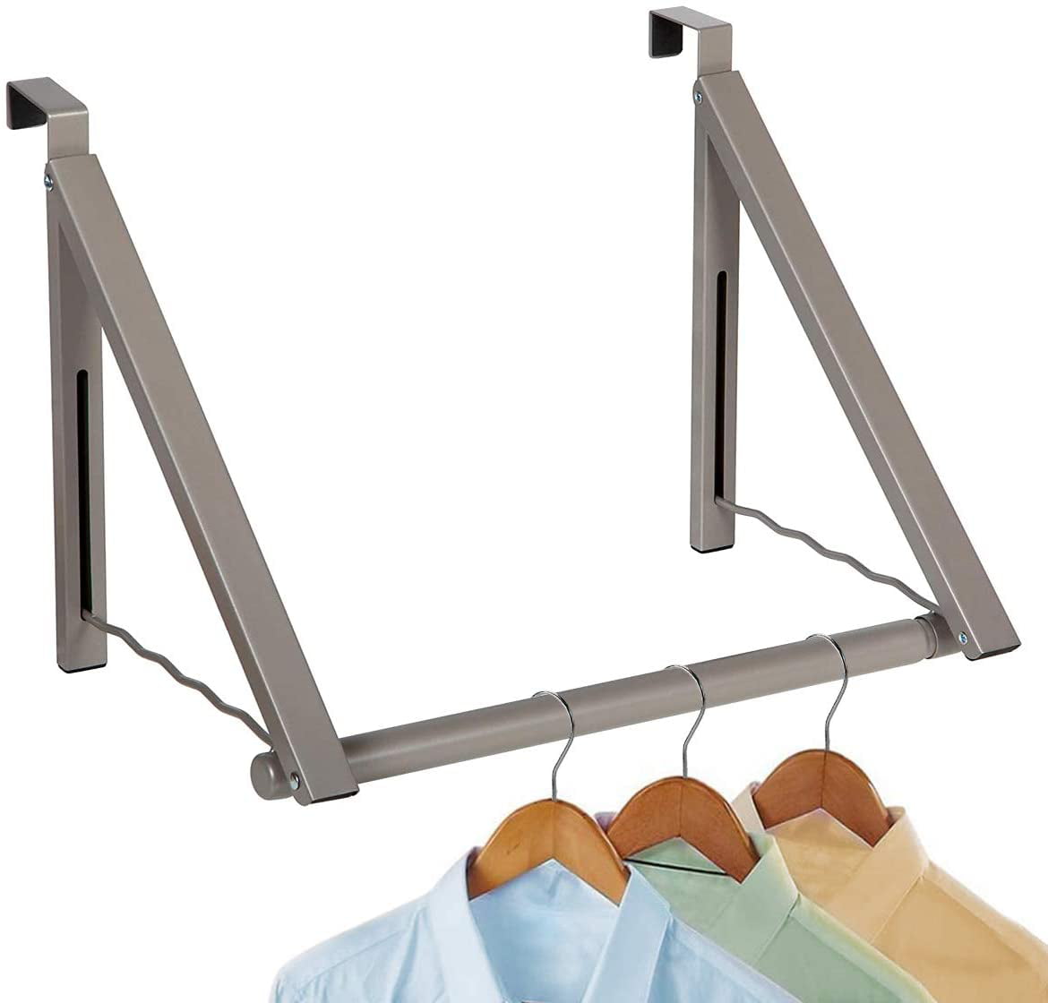 Organizing Closets etc Perfect to Use for Drying Clothes Over Door Hanger-Heavy Duty Clothes Rack- Expandable/Foldable Closet Rod Clothes Valet in Bathrooms/Bedrooms Storage White 